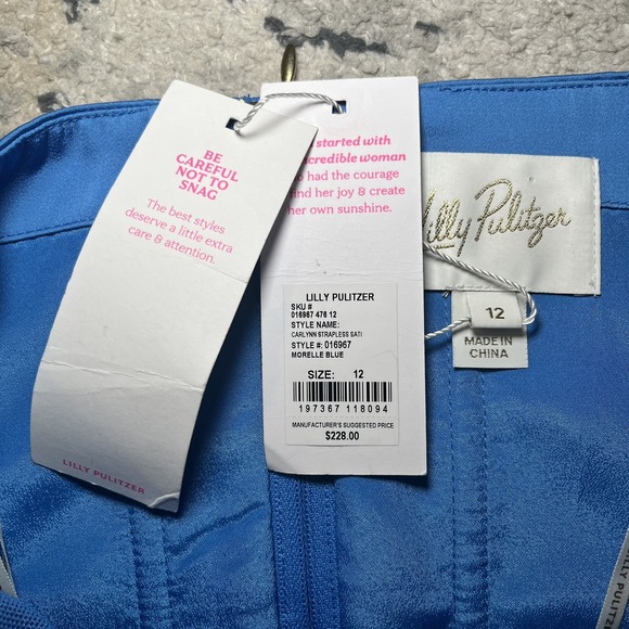 Lilly Pulitzer Size 12 Carlynn Strapless Satin Bow Dress Blue Formal Bridesmaid - Picture 10 of 10